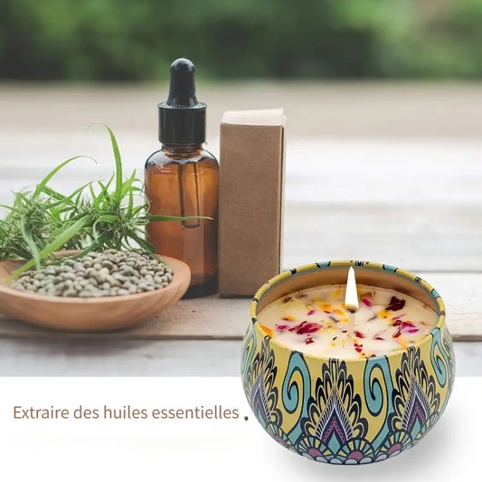 Bougies Parfumées Artisanales en Boîte Bohème