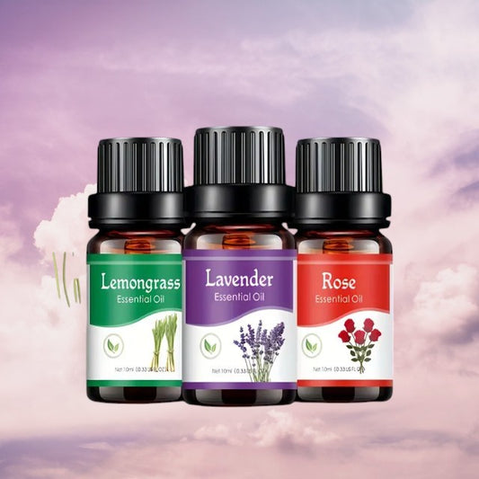 Trio d’Huiles Essentielles – Lavande, Rose & Citronnelle